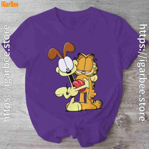 ripple junction garfield odie hugging purple shirt