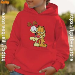 ripple junction garfield odie hugging red hoodie kids
