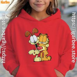 ripple junction garfield odie hugging red hoodie youth girl