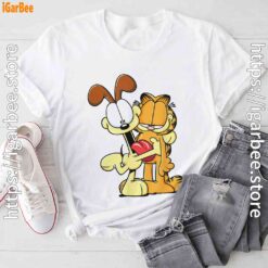 ripple junction garfield odie hugging white tee shirt
