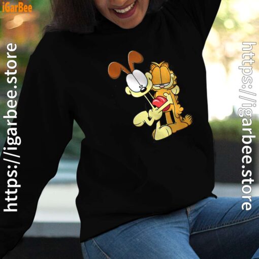 ripple junction garfield odie hugging women black hoodie
