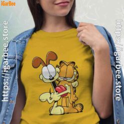 ripple junction garfield odie hugging women yellow shirt
