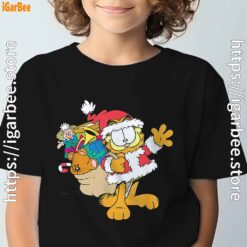ripple junction garfield santa with gifts black t shirt for kids boy