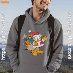 ripple junction garfield santa with gifts gray men hoodie for male