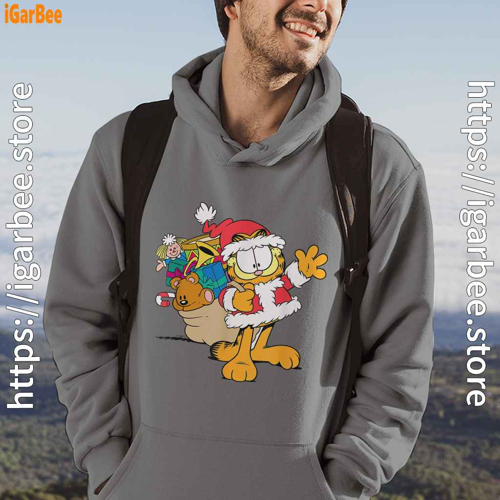 ripple junction garfield santa with gifts gray men hoodie for male ripple junction garfield santa with gifts gray men hoodie for male