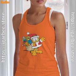 ripple junction garfield santa with gifts orange tank top with women