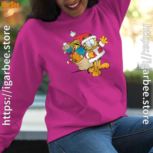 ripple junction garfield santa with gifts pink women hoodie female