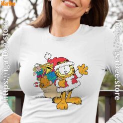 ripple junction garfield santa with gifts women white long sleeve