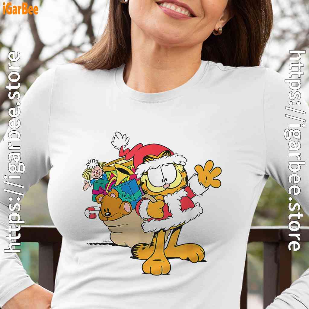 ripple junction garfield santa with gifts women white long sleeve ripple junction garfield santa with gifts women white long sleeve