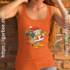 ripple junction garfield santa with gifts women's orange tank top