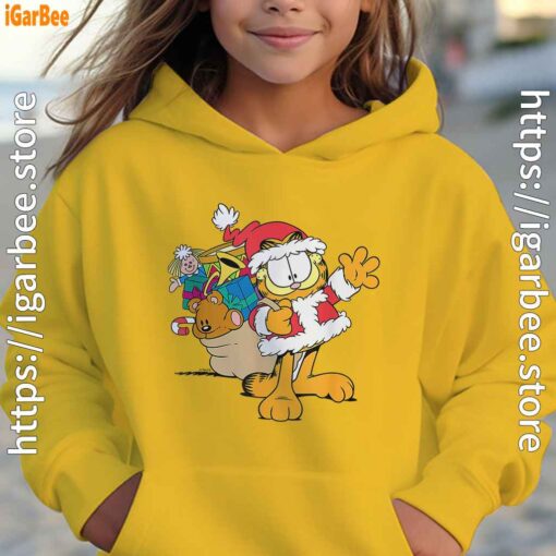 ripple junction garfield santa with gifts yellow hoodie for kid girl