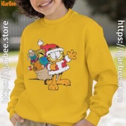 ripple junction garfield santa with gifts yellow sweatshirt youth boy