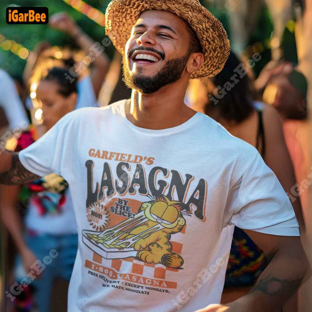 white garfield lasagna shirt for men perfect summer comfort men’s Garfield shirt