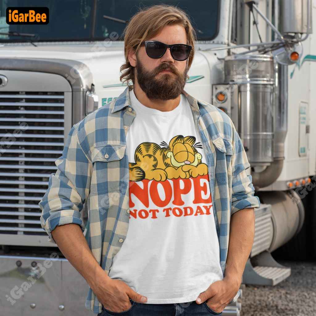 white men’s cartoon shirt garfield i hate mondays classic mood, versatile style Garfield men’s t-shirt from iGarBee