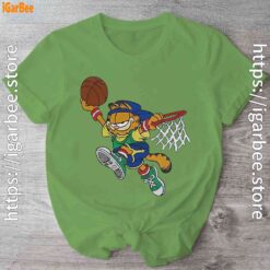 basketball garfield dribbling fun green shirt