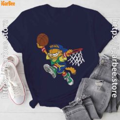 basketball garfield dribbling fun navy tee shirt