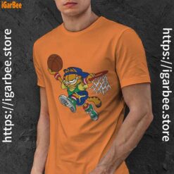 basketball garfield dribbling fun orange men shirt