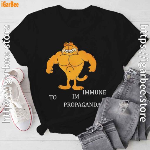 buff garfield cartoon graphic black tee shirt