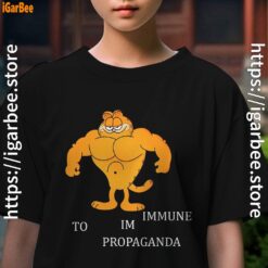 buff garfield cartoon graphic kids girl black t shirt