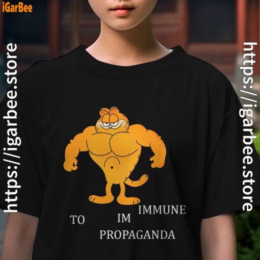 buff garfield cartoon graphic kids girl black t shirt