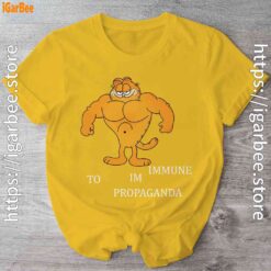 buff garfield cartoon graphic yellow shirt