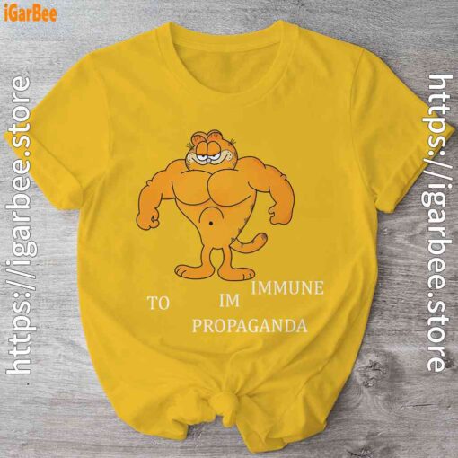 buff garfield cartoon graphic yellow shirt