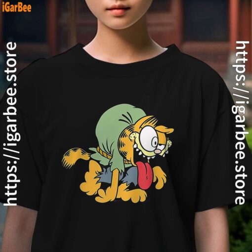 cartoon zombie garfield graphic kids girl black t shirt