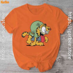 cartoon zombie garfield graphic orange shirt