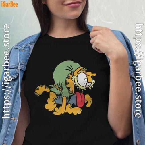 cartoon zombie garfield graphic women black shirt