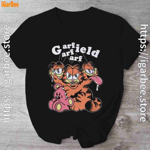 cat garfield zombie cartoon black shirt
