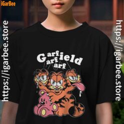 cat garfield zombie cartoon kids girl black t shirt