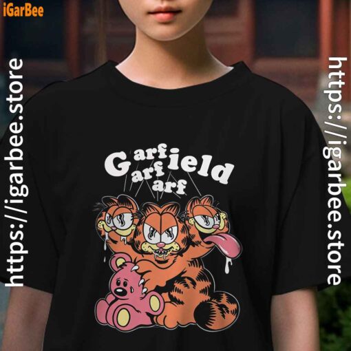 cat garfield zombie cartoon kids girl black t shirt