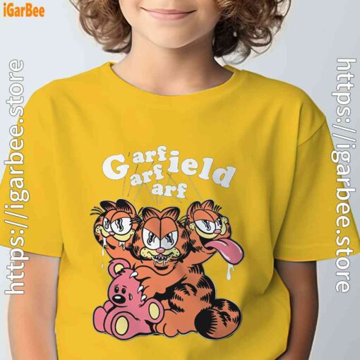 cat garfield zombie cartoon yellow t shirt for kid boy