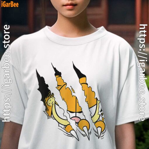 claws the garfield getting what want kids girl white tee female