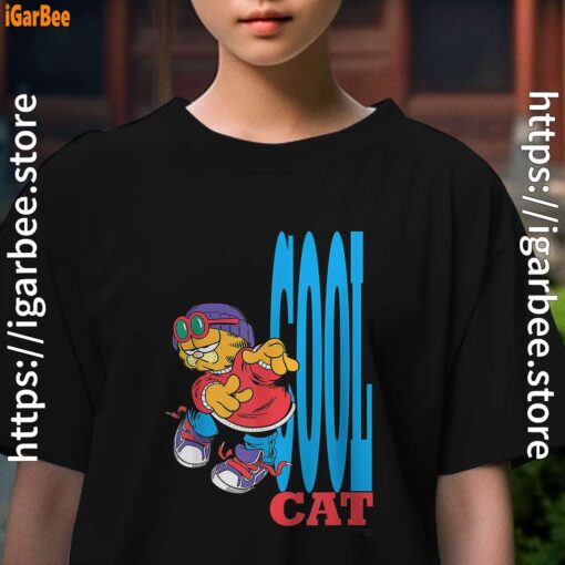 cool garfield cats nap hard and eat harder kids girl black t shirt