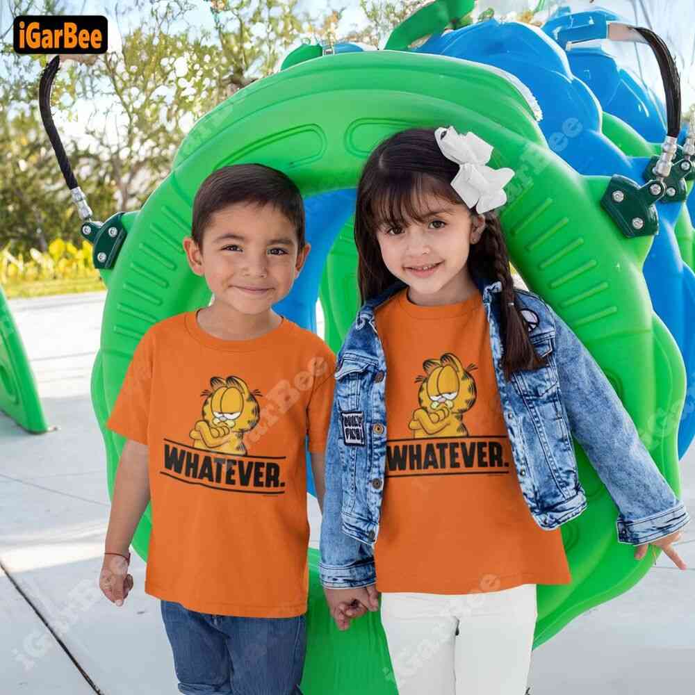 cotton kids garfield t shirt 13 orange graphic t-shirt for kids with Garfield character