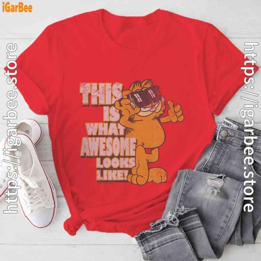 garfield awesome i’ve redefined the word red tee shirt