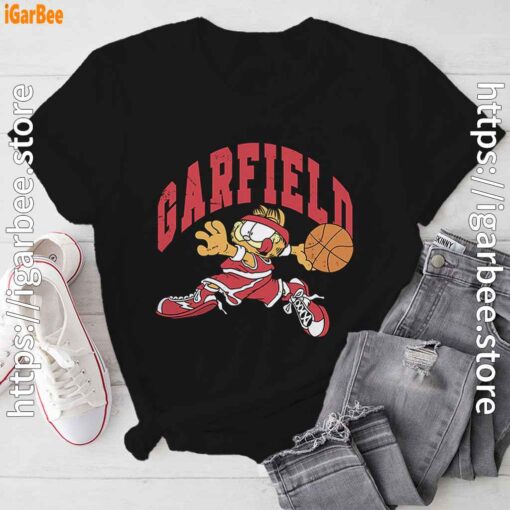 garfield basketball action black tee shirt