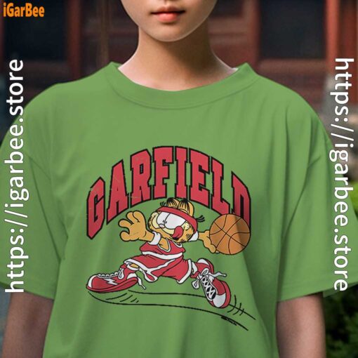 garfield basketball action female green tee for girl