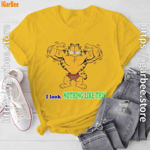 garfield buff nothing like this yellow tee shirt