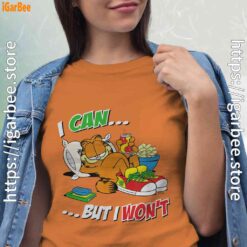 garfield can but wont women orange t shirt