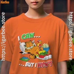 garfield can but wont youth girl orange shirt female