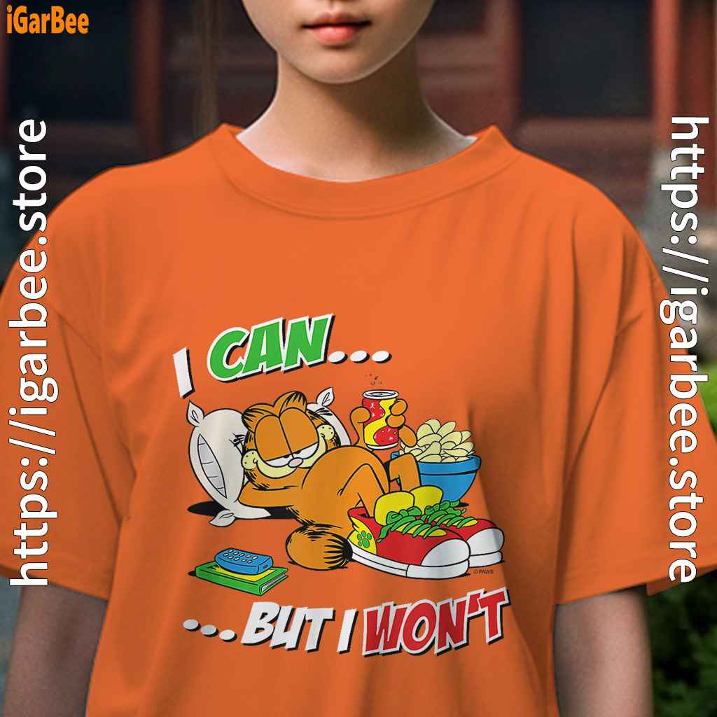 garfield can but wont youth girl orange shirt female garfield can but wont youth girl orange shirt female