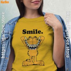 garfield classic smile here to be awesome women yellow shirt