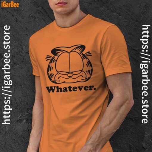 garfield classic whatever face orange men shirt