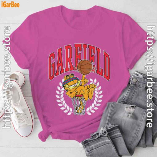 garfield collegiate basketball hoop pink tee shirt