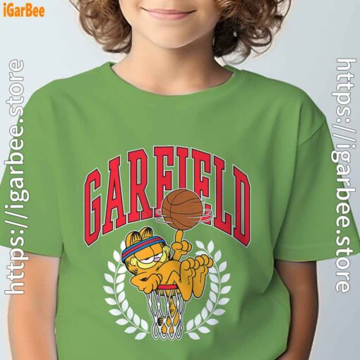 garfield collegiate basketball hoop tee green for youth boy