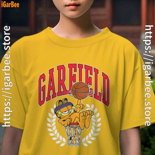garfield collegiate basketball hoop yellow kids girl t shirts