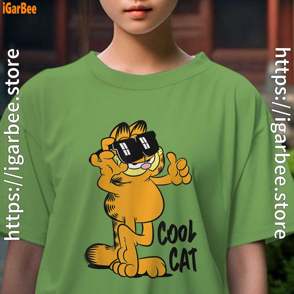 garfield cool cat down in style female green tee for girl garfield cool cat down in style female green tee for girl