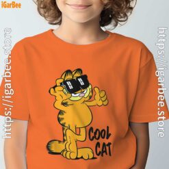 garfield cool cat down in style orange t shirt for kids boy